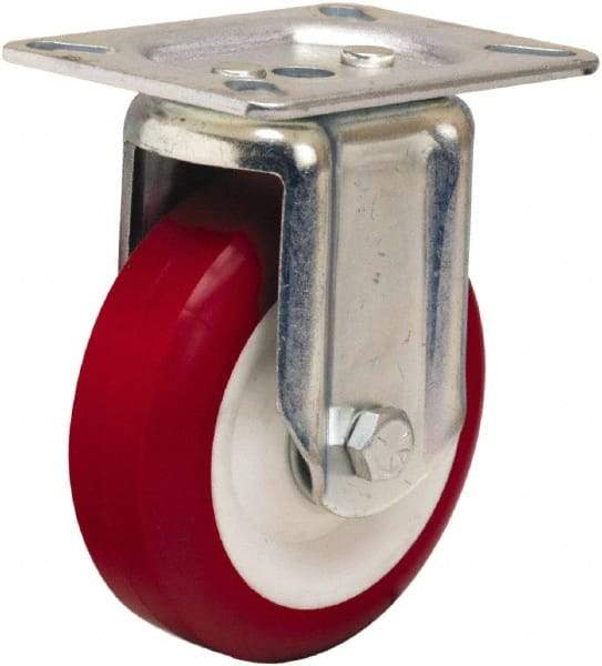 Hamilton - 4" Diam x 1-3/8" Wide x 5-1/16" OAH Top Plate Mount Rigid Caster - Polyurethane Mold on Polypropylene, 400 Lb Capacity, Sealed Precision Ball Bearing, 3-1/8 x 4-1/8" Plate - Eagle Tool & Supply