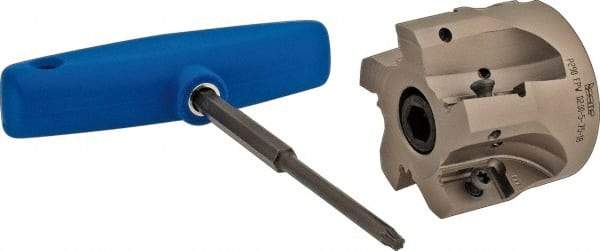 Iscar - 5 Inserts, 2" Cut Diam, 3/4" Arbor Diam, 0.708" Max Depth of Cut, Indexable Square-Shoulder Face Mill - 0° Lead Angle, 1.57" High, P290 AC.T 1806.. Insert Compatibility, Through Coolant, Series MillShred - Eagle Tool & Supply