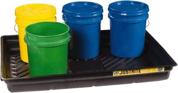 Justrite - 29 Gallon Capacity, 33 Inch Long x 47 Inch Wide, Polyurethane Spill Tray - 33 Inch Diameter, 5-1/2 Inch High, Black - Eagle Tool & Supply