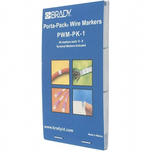 Brady - Nylon Cable Tag - NMBRS 0-9 WHT/BLK WIRE MARKER BOOK - Eagle Tool & Supply