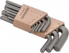 Paramount - 9 Piece L-Key Short Arm Hex Key Set - Hex Range 1.5 to 10mm, Steel - Eagle Tool & Supply