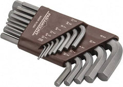 Paramount - 13 Piece L-Key Short Arm Hex Key Set - Hex Range 0.05 to 3/8", Steel - Eagle Tool & Supply
