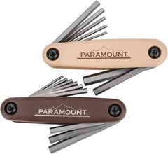 Paramount - 16 Piece Fold-Up Hex Key Set - Hex Range 5/64 to 1/4", Steel - Eagle Tool & Supply