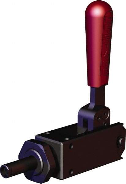 De-Sta-Co - 1,124.05 Lb Load Capacity, Flanged Base, Carbon Steel, Standard Straight Line Action Clamp - 2 Mounting Holes, 0.22" Mounting Hole Diam, 0.35" Plunger Diam, Straight Handle - Eagle Tool & Supply