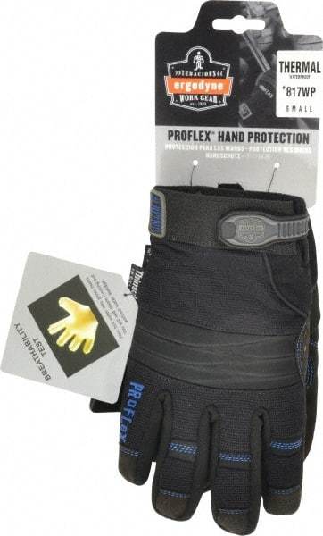 Ergodyne - Size S (7) Amara Cold Protection Work Gloves - For Mechanic's & Lifting, Uncoated, Hook & Loop Cuff, Full Fingered, Black, Paired - Eagle Tool & Supply
