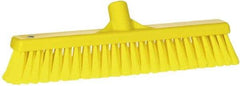 Vikan - 16" Fine Particle Synthetic Push Broom - 2" Bristle Length, Plastic Block, European Threaded Handle Connection - Eagle Tool & Supply