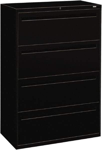 Hon - 36" Wide x 53-1/4" High x 19-1/4" Deep, 4 Drawer Lateral File - Steel, Black - Eagle Tool & Supply