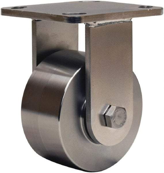 Hamilton - 4" Diam x 2" Wide x 5-5/8" OAH Top Plate Mount Rigid Caster - Forged Steel, 850 Lb Capacity, Delrin Bearing, 4 x 4-1/2" Plate - Eagle Tool & Supply