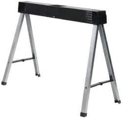 Stanley - Galvanized Sheet Metal & Polypropylene Foldup Sawhorse - Silver/Black & Yellow, For 2 x 4" Construction Applications - Eagle Tool & Supply