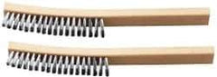 Ability One - 4 Rows x 1 Column Steel Plater's Brush - 13" OAL, 1" Trim Length, Wood Curved Handle - Eagle Tool & Supply