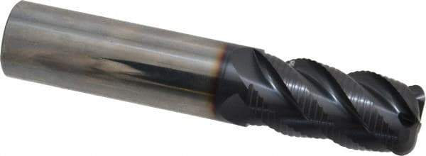 OSG - 3/4" Diam, Fine Pitch, 1-1/4" LOC, 4 Flute Solid Carbide 0.19" Corner Radius Roughing End Mill - TiAlN Finish, 4" OAL, 3/4" Shank Diam, Single End, Centercutting - Eagle Tool & Supply