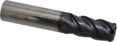 OSG - 3/4" Diam, Fine Pitch, 1-1/4" LOC, 4 Flute Solid Carbide 0.19" Corner Radius Roughing End Mill - TiAlN Finish, 4" OAL, 3/4" Shank Diam, Single End, Centercutting - Eagle Tool & Supply