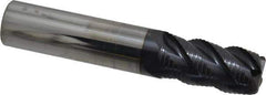 OSG - 5/8" Diam, Fine Pitch, 1-1/4" LOC, 4 Flute Solid Carbide 0.125" Corner Radius Roughing End Mill - TiAlN Finish, 3-1/2" OAL, 5/8" Shank Diam, Single End, Centercutting - Eagle Tool & Supply