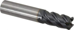 OSG - 3/4" Diam, Fine Pitch, 1-1/4" LOC, 4 Flute Solid Carbide 0.125" Corner Radius Roughing End Mill - TiAlN Finish, 4" OAL, 3/4" Shank Diam, Single End, Centercutting - Eagle Tool & Supply