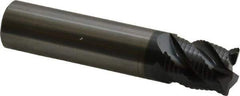 OSG - 5/8" Diam, Fine Pitch, 3/4" LOC, 4 Flute Solid Carbide 0.03" Corner Radius Roughing End Mill - TiAlN Finish, 3" OAL, 5/8" Shank Diam, Single End, Centercutting - Eagle Tool & Supply