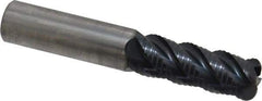 OSG - 1/2" Diam, Fine Pitch, 1-1/4" LOC, 4 Flute Solid Carbide 0.125" Corner Radius Roughing End Mill - TiAlN Finish, 3" OAL, 1/2" Shank Diam, Single End, Centercutting - Eagle Tool & Supply