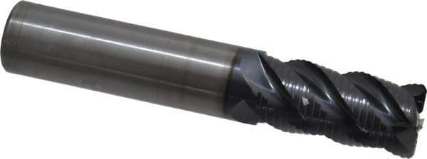 OSG - 5/8" Diam, Fine Pitch, 1-1/4" LOC, 4 Flute Solid Carbide 0.06" Corner Radius Roughing End Mill - TiAlN Finish, 3-1/2" OAL, 5/8" Shank Diam, Single End, Centercutting - Eagle Tool & Supply