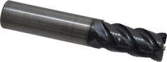 OSG - 5/8" Diam, Fine Pitch, 1-1/4" LOC, 4 Flute Solid Carbide 0.06" Corner Radius Roughing End Mill - TiAlN Finish, 3-1/2" OAL, 5/8" Shank Diam, Single End, Centercutting - Eagle Tool & Supply