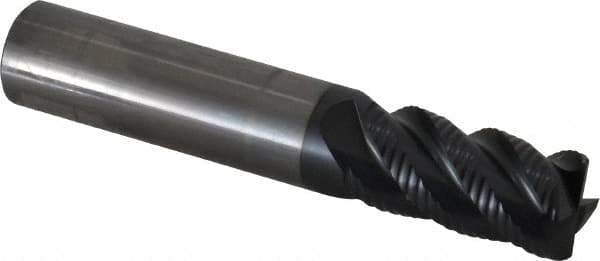 OSG - 5/8" Diam, Fine Pitch, 1-1/4" LOC, 4 Flute Solid Carbide 0.03" Corner Radius Roughing End Mill - TiAlN Finish, 3-1/2" OAL, 5/8" Shank Diam, Single End, Centercutting - Eagle Tool & Supply