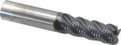 OSG - 1/2" Diam, Fine Pitch, 1-1/4" LOC, 4 Flute Solid Carbide 0.06" Corner Radius Roughing End Mill - TiAlN Finish, 3" OAL, 1/2" Shank Diam, Single End, Centercutting - Eagle Tool & Supply