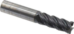OSG - 1/2" Diam, Fine Pitch, 1-1/4" LOC, 4 Flute Solid Carbide 0.03" Corner Radius Roughing End Mill - TiAlN Finish, 3" OAL, 1/2" Shank Diam, Single End, Centercutting - Eagle Tool & Supply