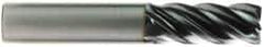 OSG - 1", 5 Flute, Single End, Solid Carbide, 0.03" Corner Radius End Mill - 4" OAL, 35° Helix, Right Hand Flute, 1-1/2" LOC, Right Hand Cut - Eagle Tool & Supply