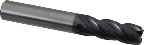 OSG - 1/2", 4 Flute, Single End, Solid Carbide, 0.09" Corner Radius End Mill - 3-1/2" OAL, Right Hand Flute, 1-1/4" LOC, Right Hand Cut - Eagle Tool & Supply