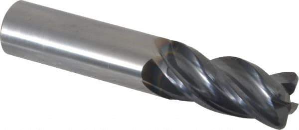 OSG - 3/4", 4 Flute, Single End, Solid Carbide, 0.09" Corner Radius End Mill - 4" OAL, Right Hand Flute, 1-1/2" LOC, Right Hand Cut - Eagle Tool & Supply