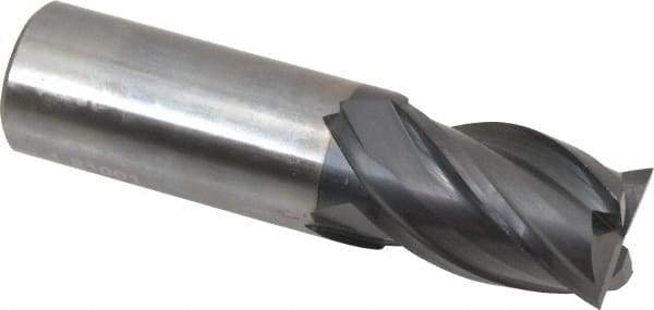 OSG - 1", 1-1/2" LOC, 1" Shank Diam, 4" OAL, 4 Flute, Solid Carbide Square End Mill - Single End, TiAlN Finish, Spiral Flute, 35° Helix, Centercutting, Right Hand Cut, Right Hand Flute, Series HP441 - Eagle Tool & Supply