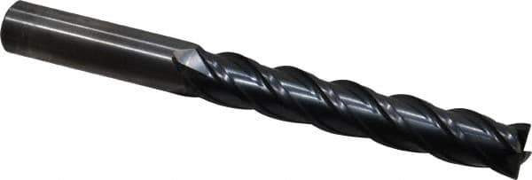 OSG - 1/2", 3" LOC, 1/2" Shank Diam, 5" OAL, 4 Flute, Solid Carbide Square End Mill - Single End, TiAlN Finish, Spiral Flute, 35° Helix, Centercutting, Right Hand Cut, Right Hand Flute, Series VG441 - Eagle Tool & Supply
