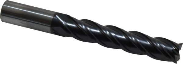 OSG - 1/2", 2-1/2" LOC, 1/2" Shank Diam, 4" OAL, 4 Flute, Solid Carbide Square End Mill - Single End, TiAlN Finish, Spiral Flute, 35° Helix, Centercutting, Right Hand Cut, Right Hand Flute, Series VG441 - Eagle Tool & Supply