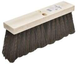 Ability One - 16" Rough Surface Polypropylene Push Broom - 6-3/4" Bristle Length, Wood Block, Tapered Handle Connection - Eagle Tool & Supply