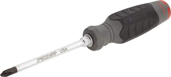 Proto - #2, 4-1/4" OAL, Standard Phillips Screwdriver - 4" Blade Length, Round Shank, Ergonomic Handle - Eagle Tool & Supply