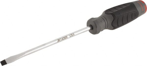 Slotted Screwdriver: 1/4″ Width, 10-1/4″ OAL, 6″ Blade Length 152mm Blade Length, Round Shank, Ergonomic Handle