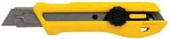 Stanley - Snap Utility Knife - 4-3/8" Blade, Yellow, Silver & Black Elastomer Plastic Handle, 1 Blade Included - Eagle Tool & Supply