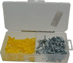 Value Collection - 200 Piece, #6 to 8 Screw, Plastic & Steel Hex Drive Anchor Assortment - Zinc Plated, 3/4" Long - Eagle Tool & Supply