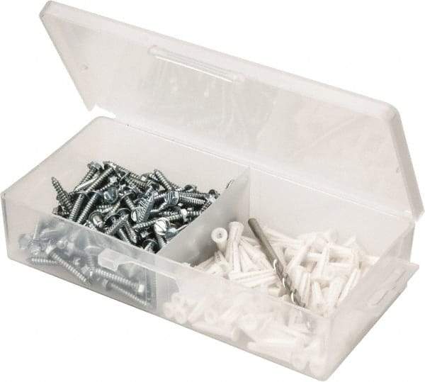 Value Collection - 200 Piece, #8 to 10 Screw, Plastic & Steel Hex Drive Anchor Assortment - Zinc Plated, 7/8" Long - Eagle Tool & Supply