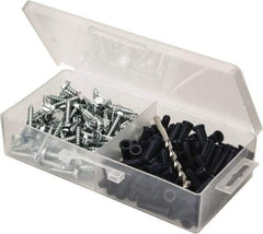 Value Collection - 200 Piece, #10 to 12 Screw, Plastic & Steel Hex Drive Anchor Assortment - Zinc Plated, 1" Long - Eagle Tool & Supply