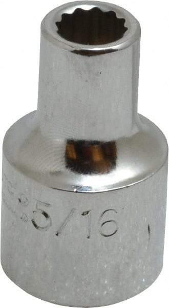 Proto - 5/16", 1/2" Drive, Standard Hand Socket - 12 Points, 1-31/64" OAL, Alloy Steel, Chrome Finish - Eagle Tool & Supply