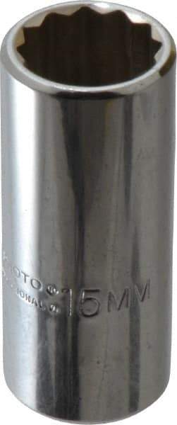 Proto - 1/4" Drive, Deep Hand Socket - 12 Points, 1-15/16" OAL, Alloy Steel, Chrome Finish - Eagle Tool & Supply