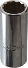 Proto - 1/4" Drive, Deep Hand Socket - 12 Points, 1-15/16" OAL, Alloy Steel, Chrome Finish - Eagle Tool & Supply