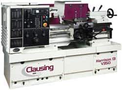 Clausing - 13-3/4" Swing, 25-1/4" Between Centers, 230 Volt, Triple Phase Engine Lathe - 4MT Taper, 10 hp, 17 to 3,250 RPM, 1-5/8" Bore Diam, 53" Deep x 65" High x 80" Long - Eagle Tool & Supply