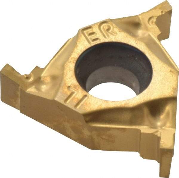 Hertel - 0.03916ER/IL Grade HG220TR, 0.039" Cutting Width Carbide Grooving Insert - 0.055" Max Depth of Cut, Right Hand, 0.004" Corner Radius, TiC/TiN Finish - Eagle Tool & Supply