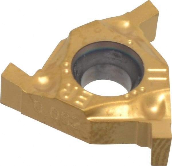 Hertel - 0.06216ER/IL Grade HG220TR, 1/16" Cutting Width Carbide Grooving Insert - 0.075" Max Depth of Cut, Right Hand, 0.004" Corner Radius, TiC/TiN Finish - Eagle Tool & Supply