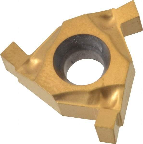 Hertel - 0.07716ER/IL Grade HG220TR, 0.077" Cutting Width Carbide Grooving Insert - 0.079" Max Depth of Cut, Right Hand, 0.004" Corner Radius, TiC/TiN Finish - Eagle Tool & Supply