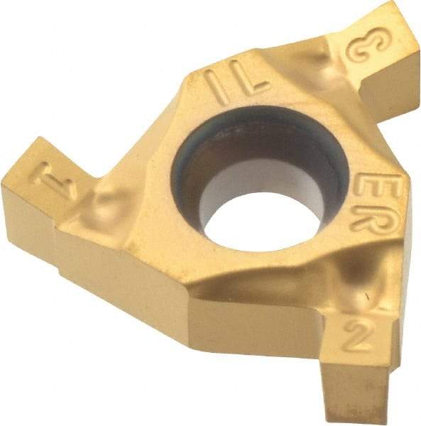 Hertel - 0.08916ER/IL Grade HG220TR, 0.089" Cutting Width Carbide Grooving Insert - 0.089" Max Depth of Cut, Right Hand, 0.004" Corner Radius, TiC/TiN Finish - Eagle Tool & Supply
