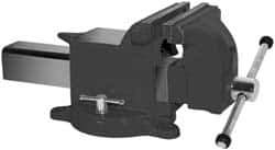 Yost Vises - 5" Jaw Width x 5" Jaw Opening Capacity, 2-5/8" Throat Depth, Bench & Pipe Combination Vise - 1/2 to 1-1/2" Pipe Capacity, Swivel Base, Bolt Down Attachment, Steel - Eagle Tool & Supply