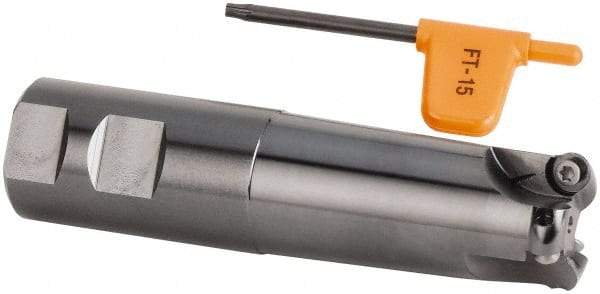 Kennametal - 1-1/4" Cutting Diam, 1-1/4" Shank Diam, 1-1/4" Max Depth of Cut, Straight Shank Indexable Copy End Mill - 3 Inserts, RD.X 10.. Insert, KDM Toolholder, Through Coolant - Eagle Tool & Supply