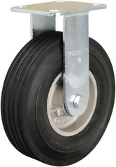 Hamilton - 8" Diam x 2" Wide, Rubber Rigid Caster - 500 Lb Capacity, Top Plate Mount, 4" x 4-1/2" Plate, Straight Roller Bearing - Eagle Tool & Supply