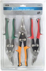 Value Collection - 3 Piece Aviation Snip Set - Left, Right, Straight, 10" OAL, 1-3/8" LOC - Eagle Tool & Supply